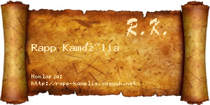 Rapp Kamélia névjegykártya